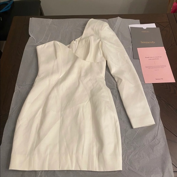 House CB 'Tiffany' White One Shouldered Mini Dress - Picture 12 of 16